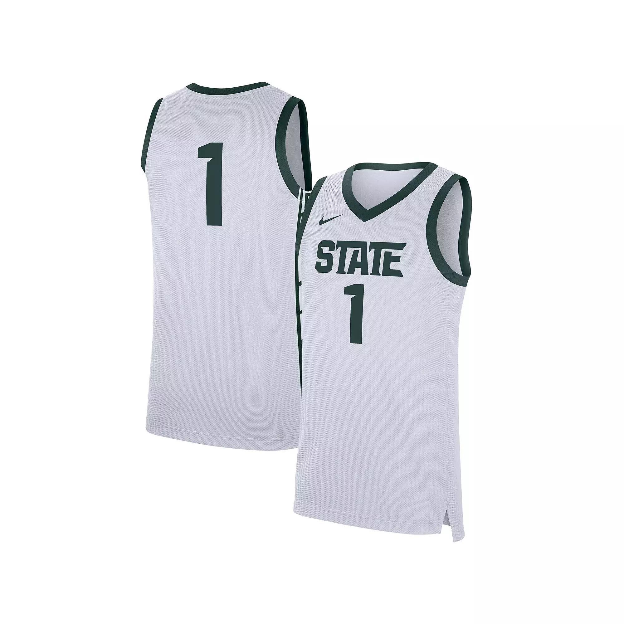 Men's Nike #1 White Michigan State Spartans Replica Jersey, Size: Large Product Image