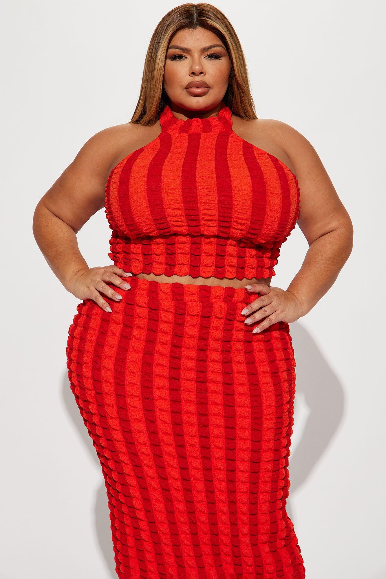 Next Level Bubble Skirt Set - Red/combo Product Image