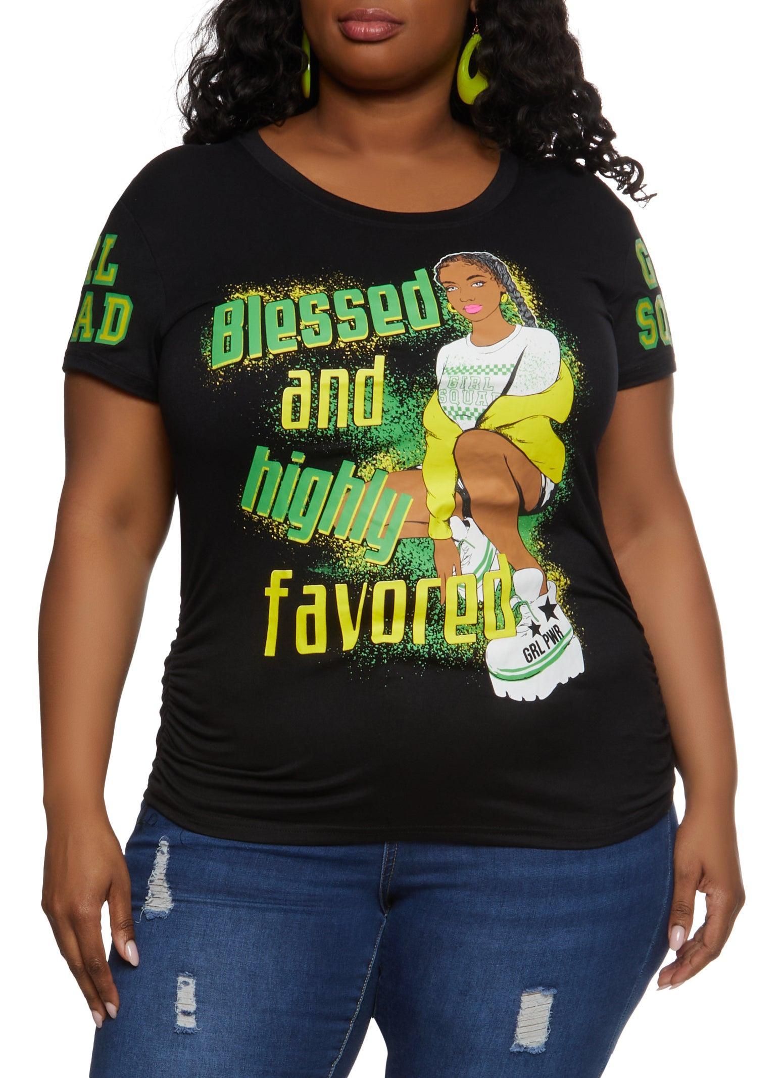 Womens Plus Size Blessed and Highly Favored Graphic Tee Product Image