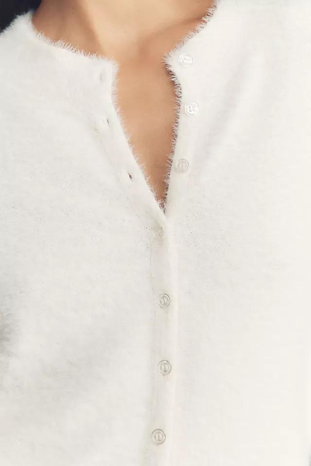 By Anthropologie Short-Sleeve Eyelash Cardigan Sweater Product Image