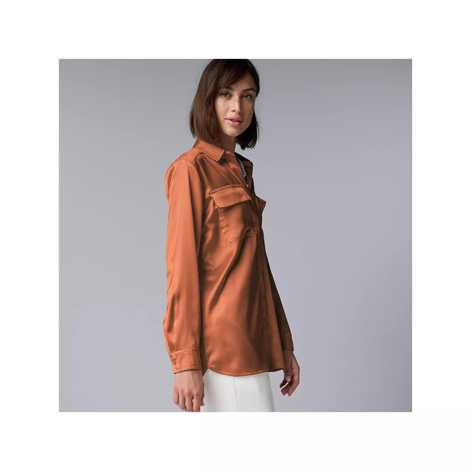 Petite Simply Vera Vera Wang Satin Utility Shirt, Women's, Size: XL Petite, Andorra Product Image