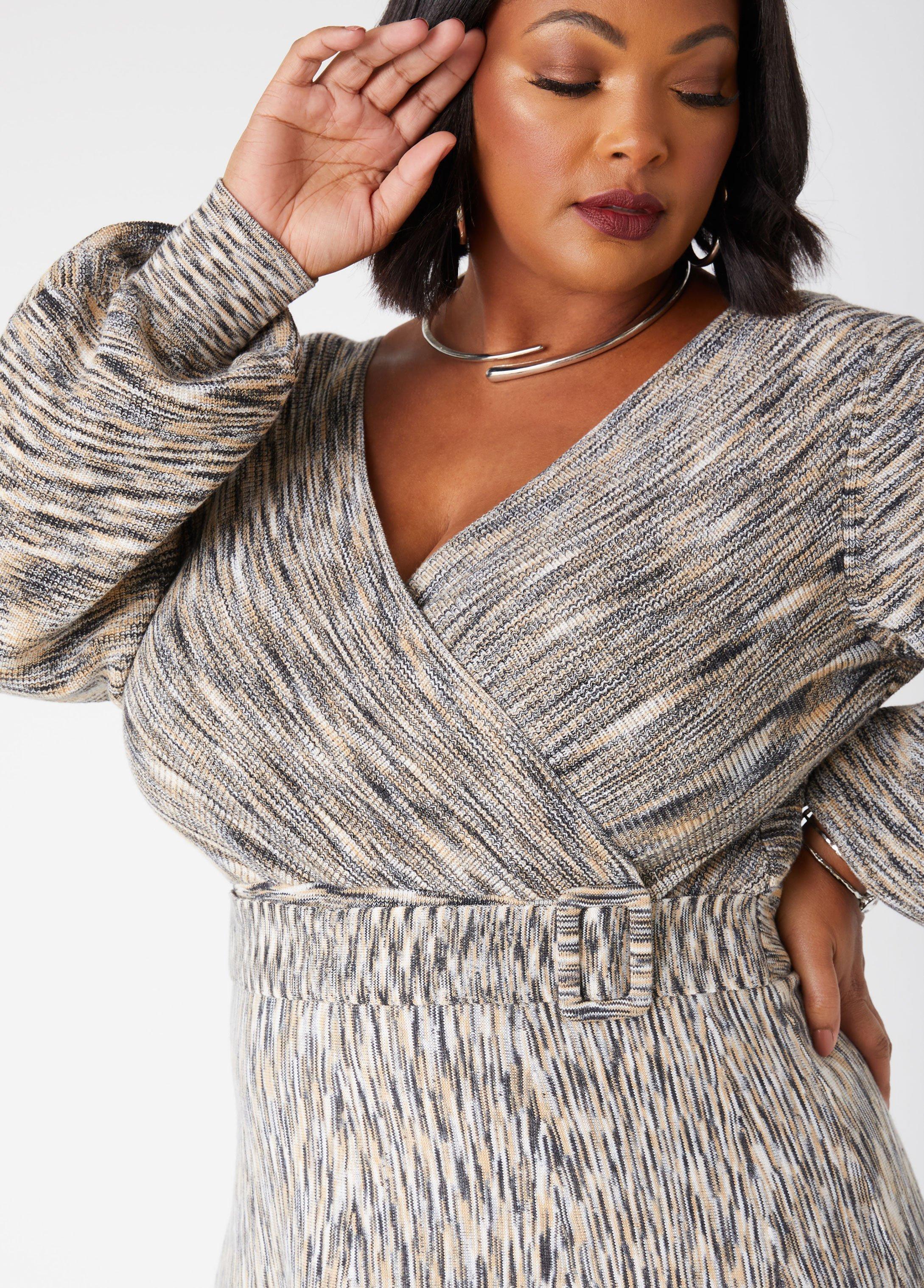 Melange Faux Wrap Dress Product Image