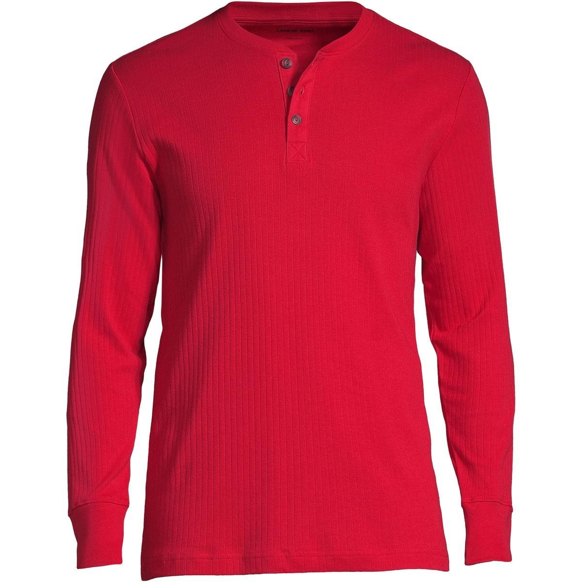 Men's Lands' End Ribbed Pajama Sleep Henley, Size: XXL, Grey Heather Product Image