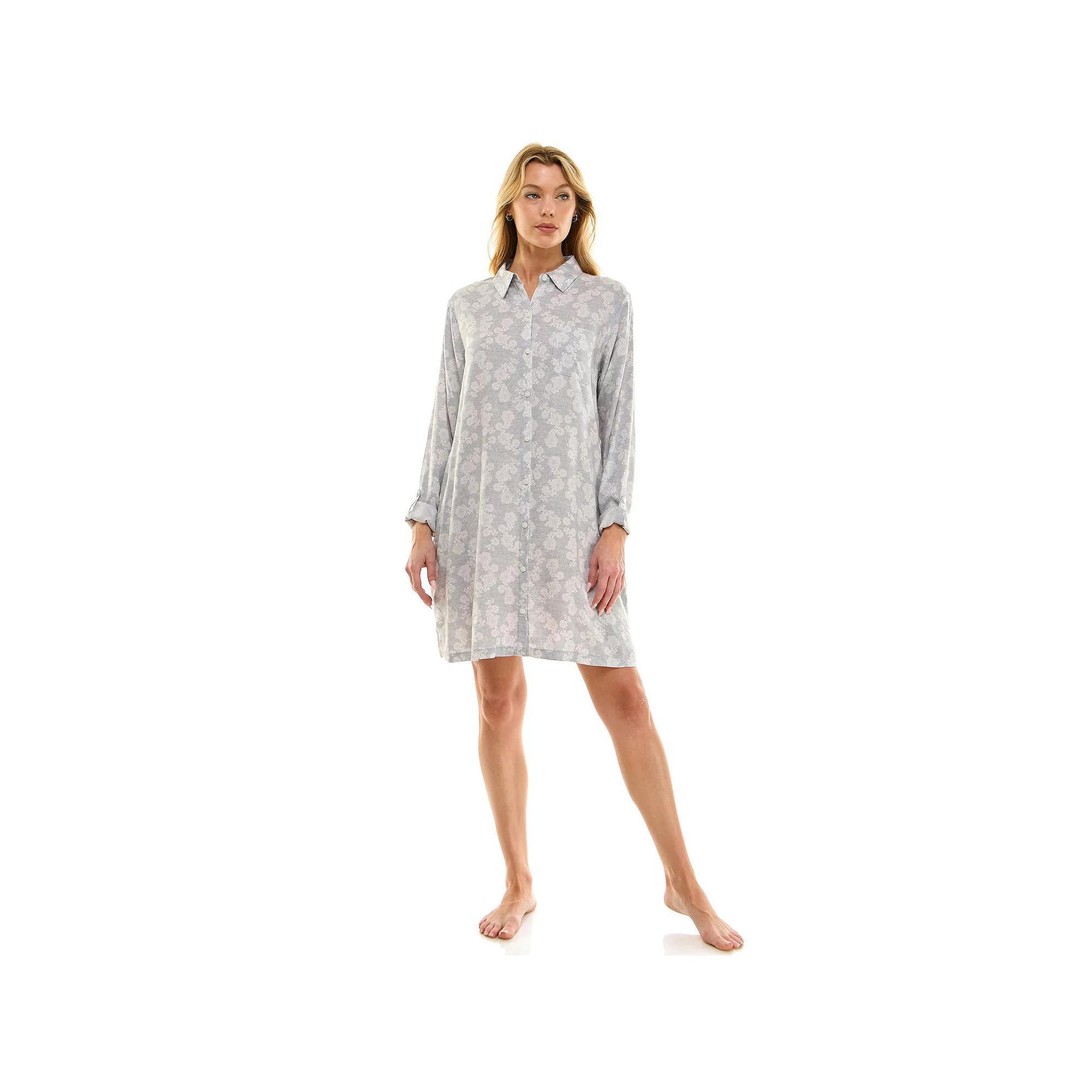 Women's Croft & Barrow® Woven Button-Up Sleepshirt, Size: XS, Belgian Lace Product Image
