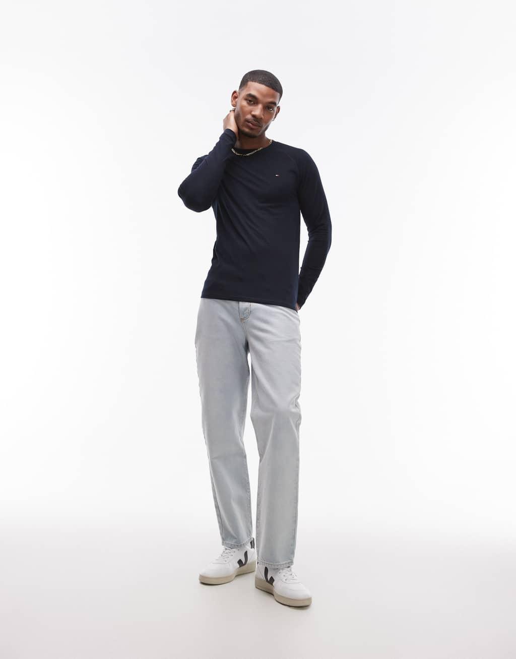 Tommy Hilfiger Signature Essential thermal long sleeve top in navy Product Image