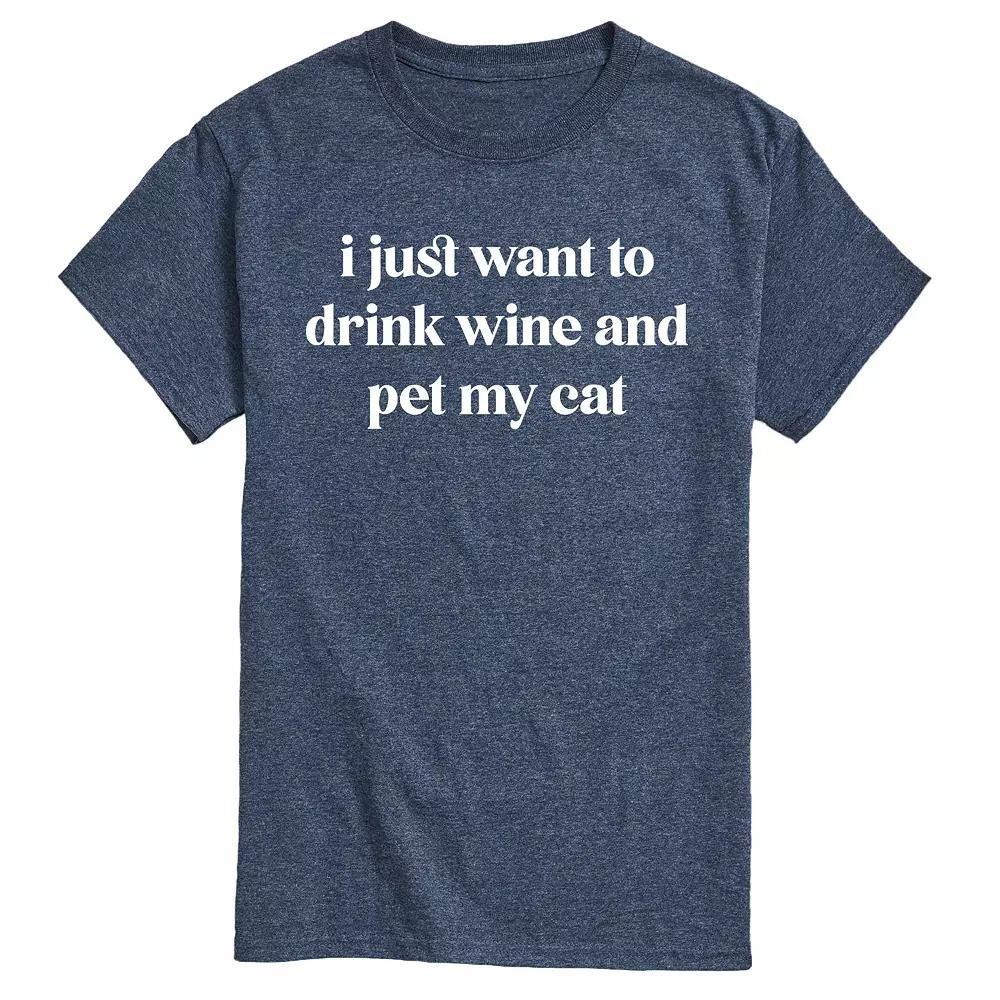 Mens Drink Wine Pet Cat Graphic Tee Product Image