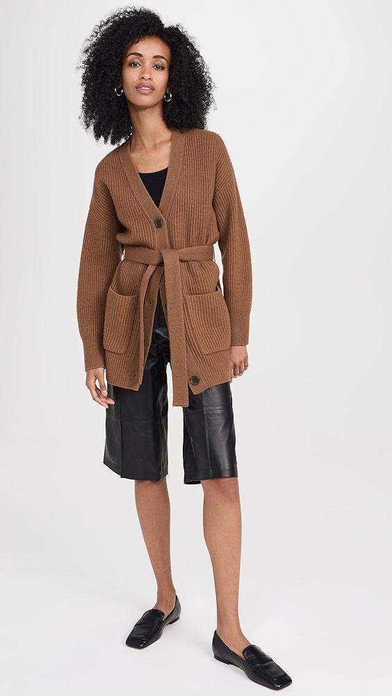 Vince Leather Belt Ribbed Cardigan | Shopbop Product Image