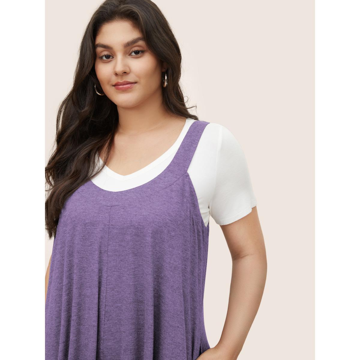 Plus Size Mauve Supersoft Essentials Solid Pocket Adjustable Straps Jumpsuit Women Casual Sleeveless Non Everyday Loose Jumpsuits BloomChic 14-16/1X Product Image