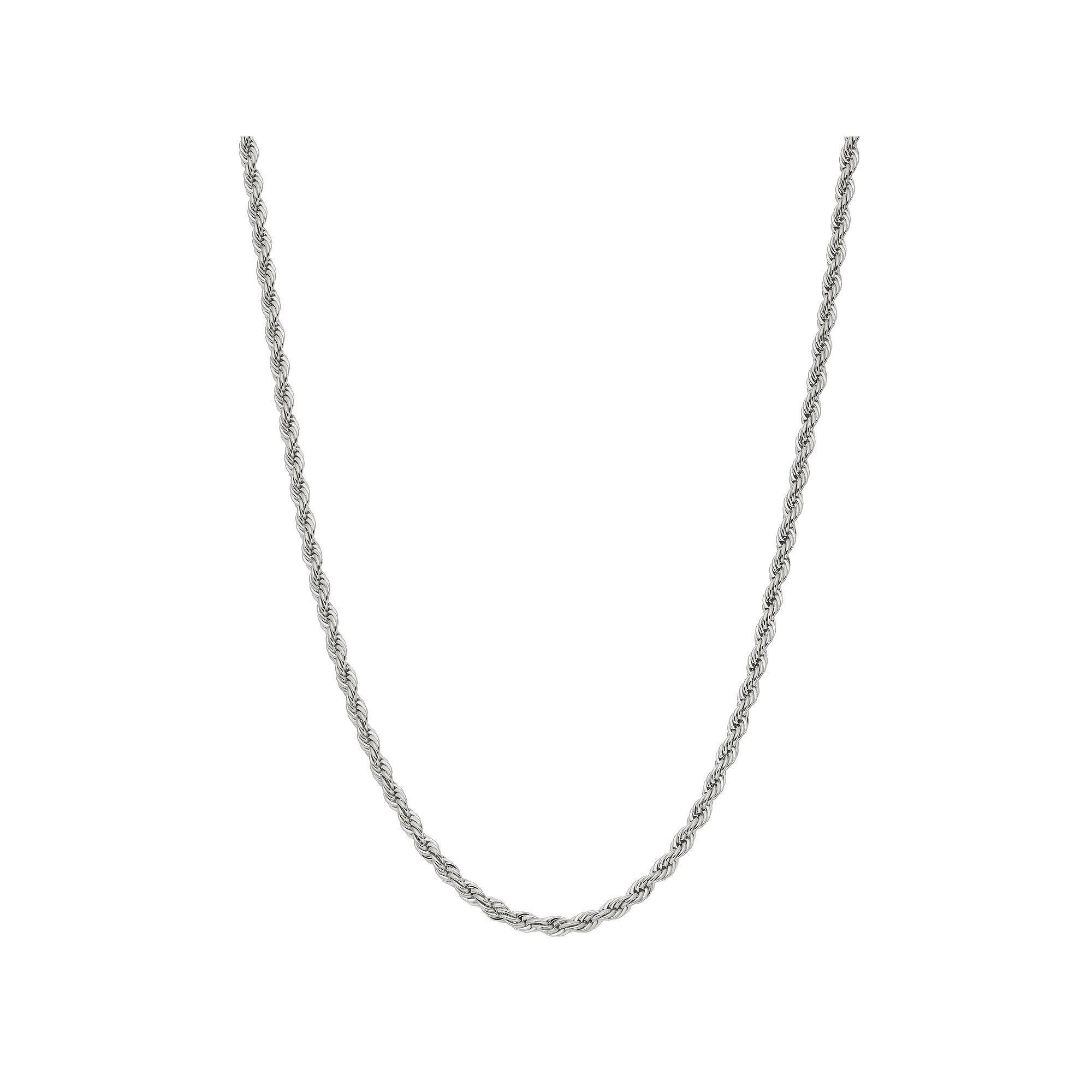 Silver Tone Long Rope Chain Necklace, Women's Product Image