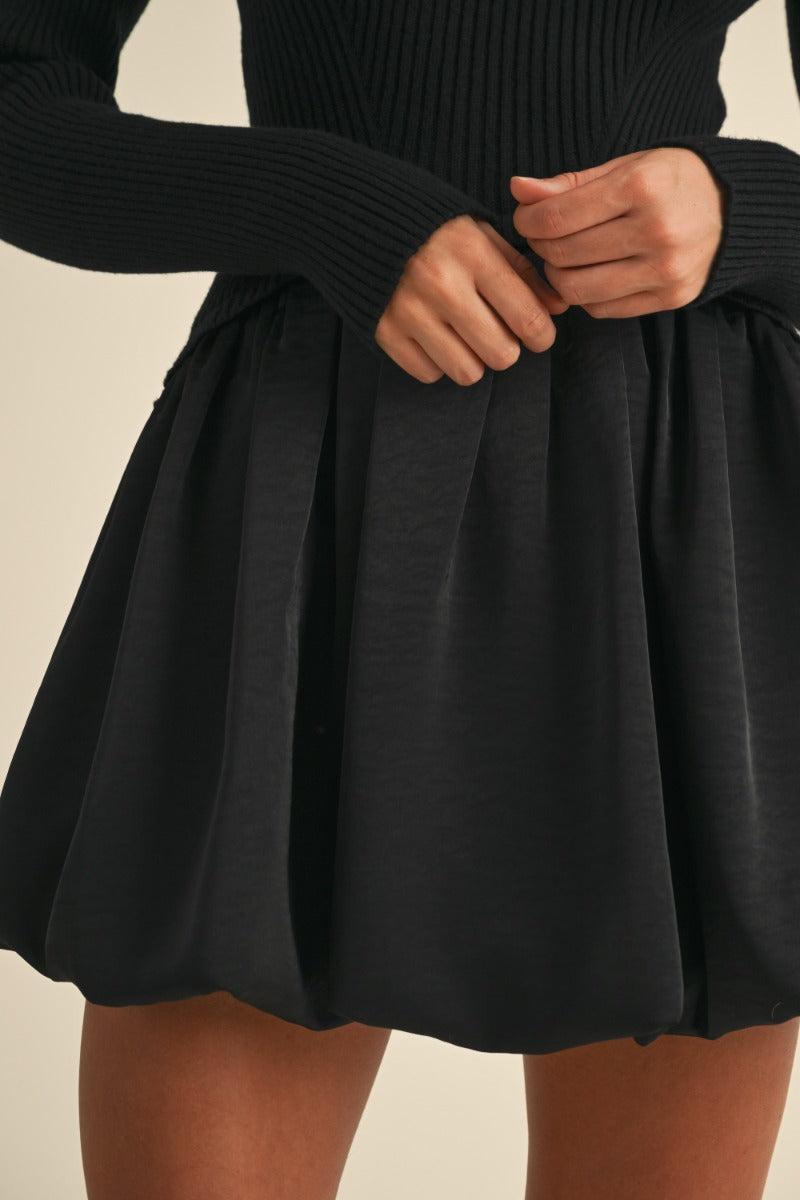 Knit Sweater with Bubble Mini Skirt Dress Product Image