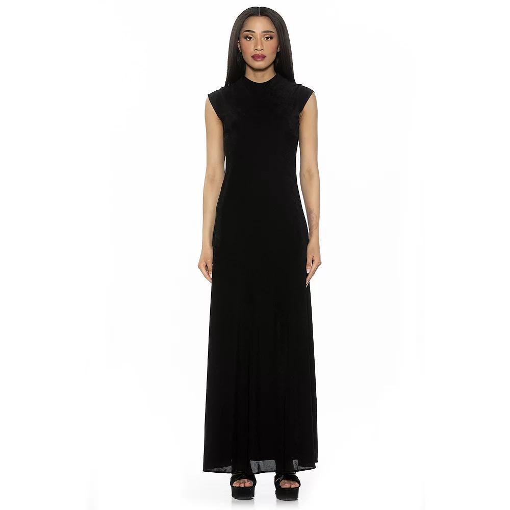 Women's ALEXIA ADMOR Nalani Mockneck Maxi Dress, Size: Small, Black Product Image