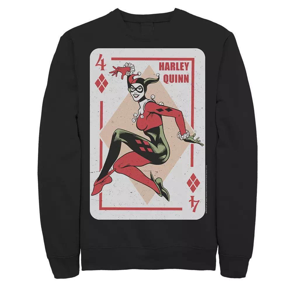 Men's DC Comics Harley Quinn Playing Card Sweatshirt, Size: Small, Grey Heather Product Image