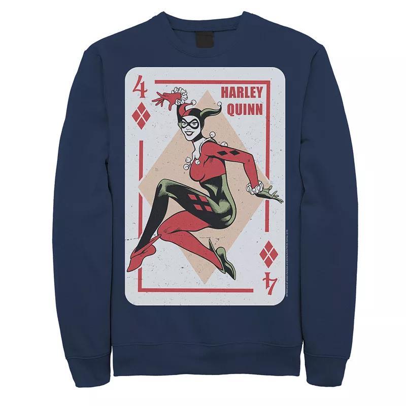 Men's DC Comics Harley Quinn Playing Card Sweatshirt, Size: Small, Grey Heather Product Image