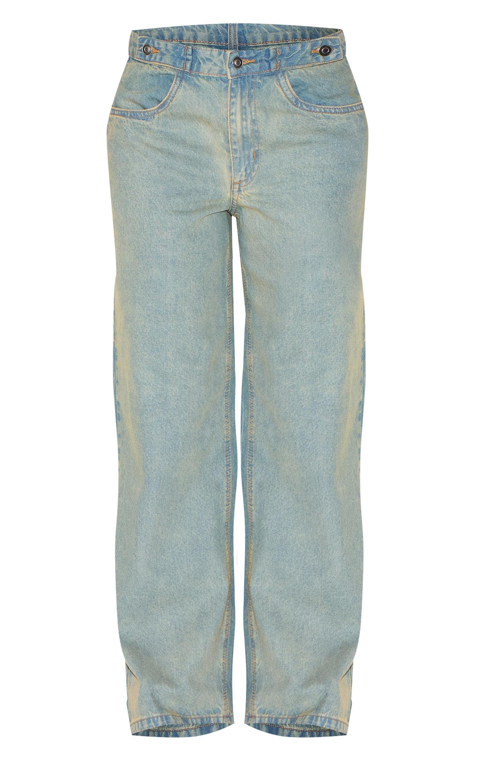 Vintage Mid Rise Button Waistband Wide Leg Jeans Product Image