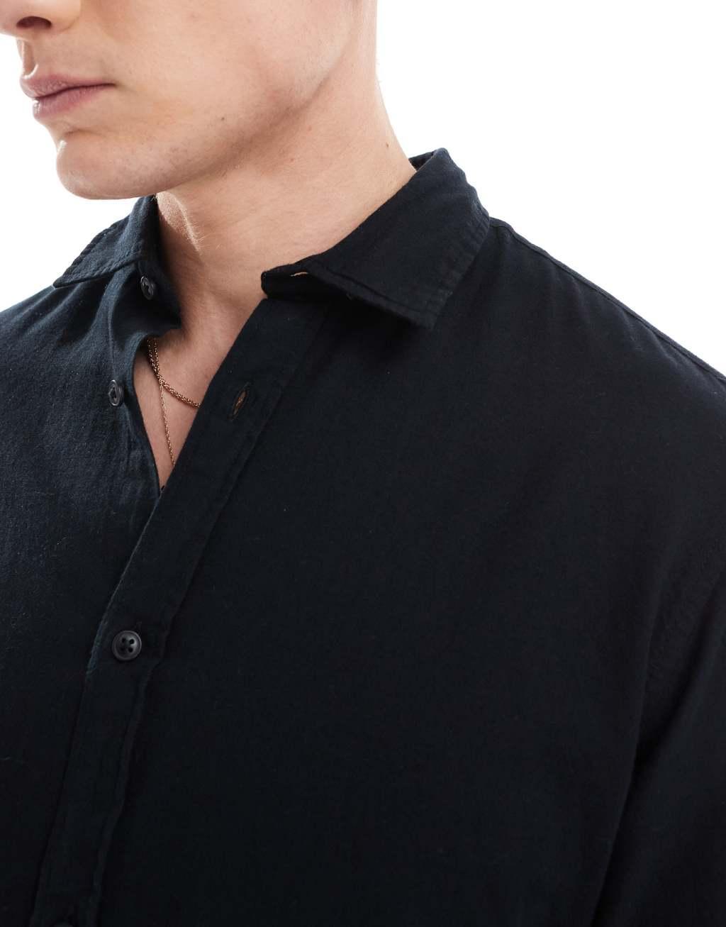 Jack & Jones Premium slim fit shirt in black  Product Image