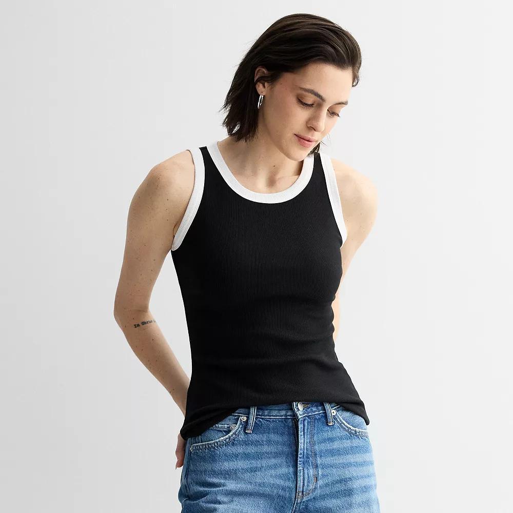 Women's Sonoma Goods For Life® High Neck Layering Tank Top, Size: Medium, Black Colorblock Product Image