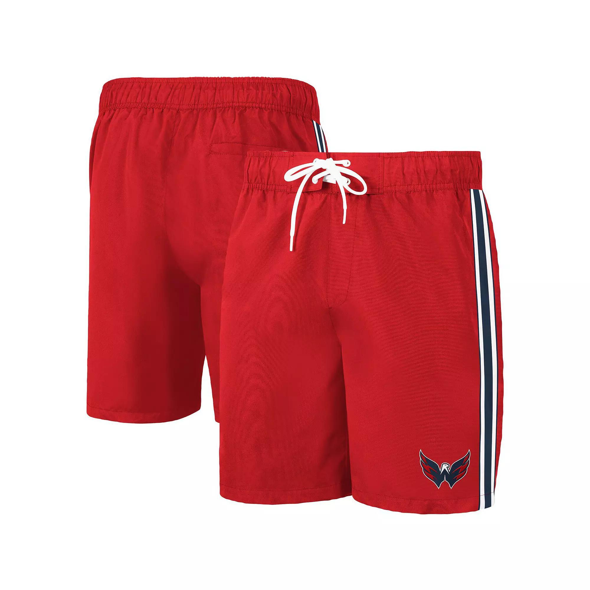 Men's G-III Sports by Carl Banks Red/Navy Washington Capitals Sand Beach Swim Shorts, Size: Medium Product Image