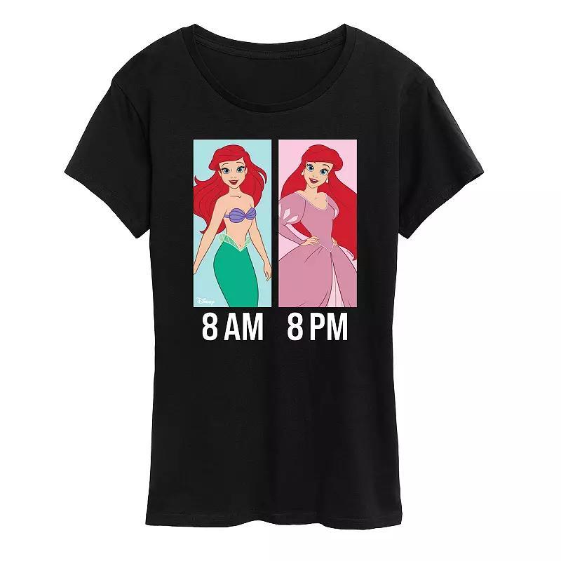 Disney Princess Ariel Womens AM to PM Graphic Tee Grey Royal Blue Product Image