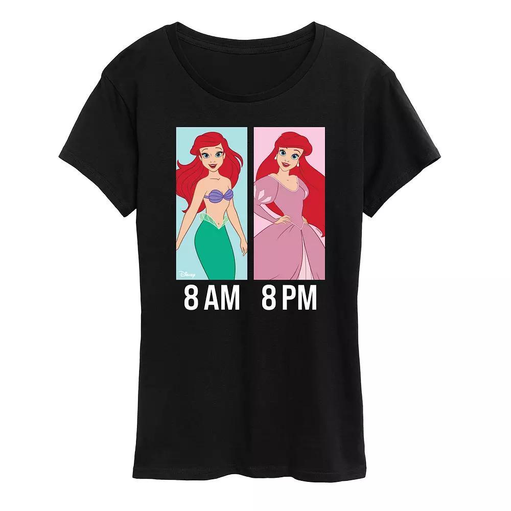 Disney Princess Ariel Womens AM to PM Graphic Tee Grey Royal Blue Product Image