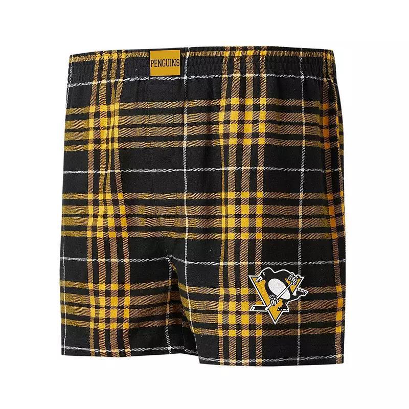 Mens Concepts Sport /Gold Pittsburgh Penguins Concord Flannel Boxers Product Image