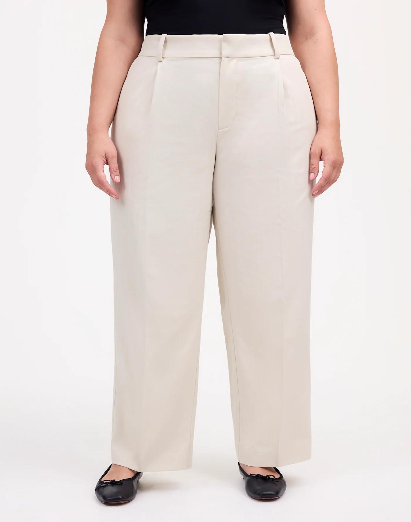 Plus Slouchy Straight Pants in Drapey Twill Product Image