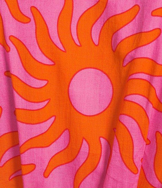 J.Marie Mara Sun Print V-Neck Short Flutter Sleeve Wrap Front Romper Product Image