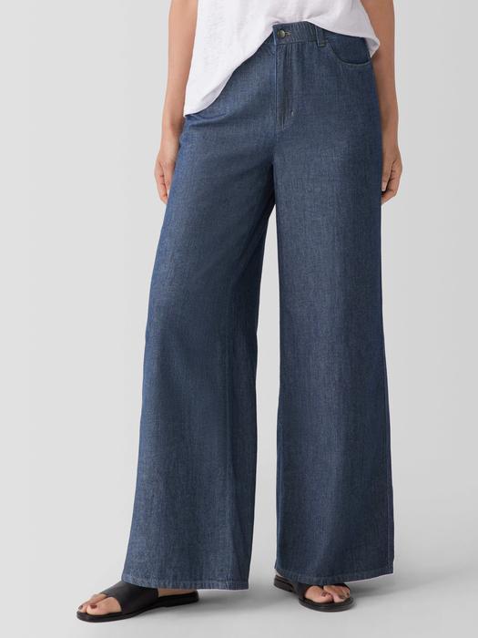 EILEEN FISHER Airy Organic Cotton Twill Wide Trouser Pantfemale Product Image