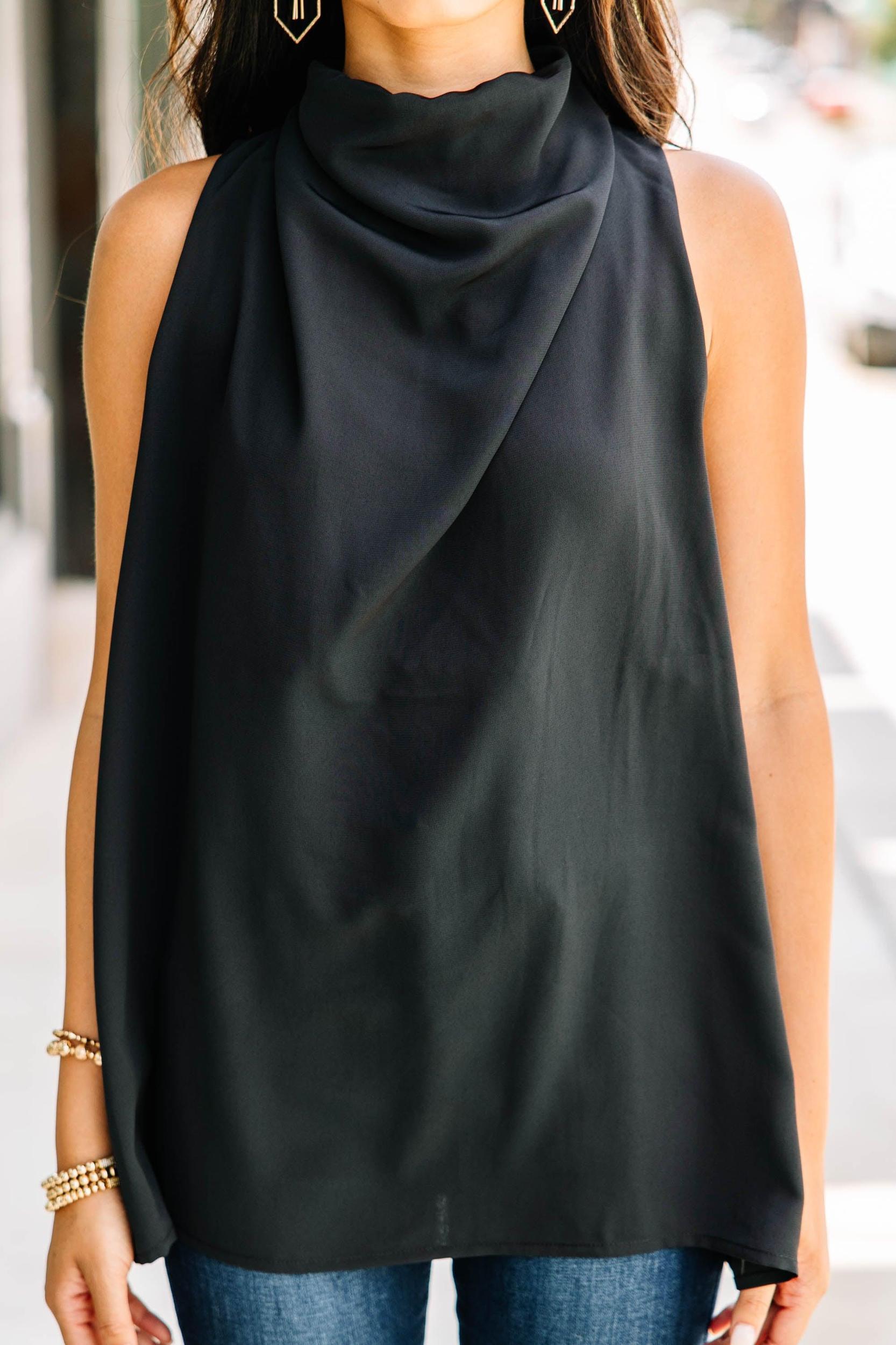 Tell Your Story Black Cowl Neck Tank Female Product Image
