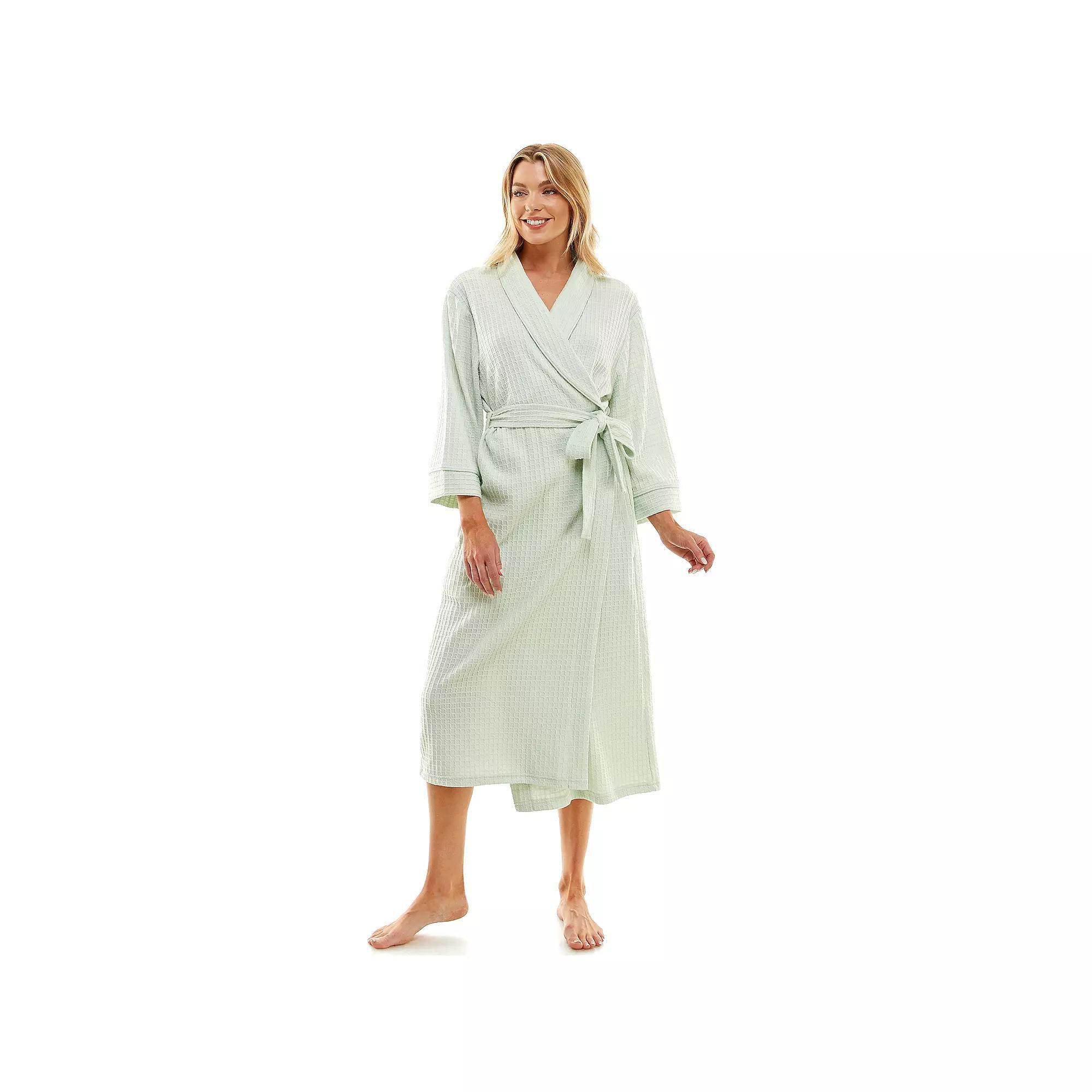 Women's Croft & Barrow® Waffle-Knit Kimono Robe, Size: Small, Green Frost Product Image