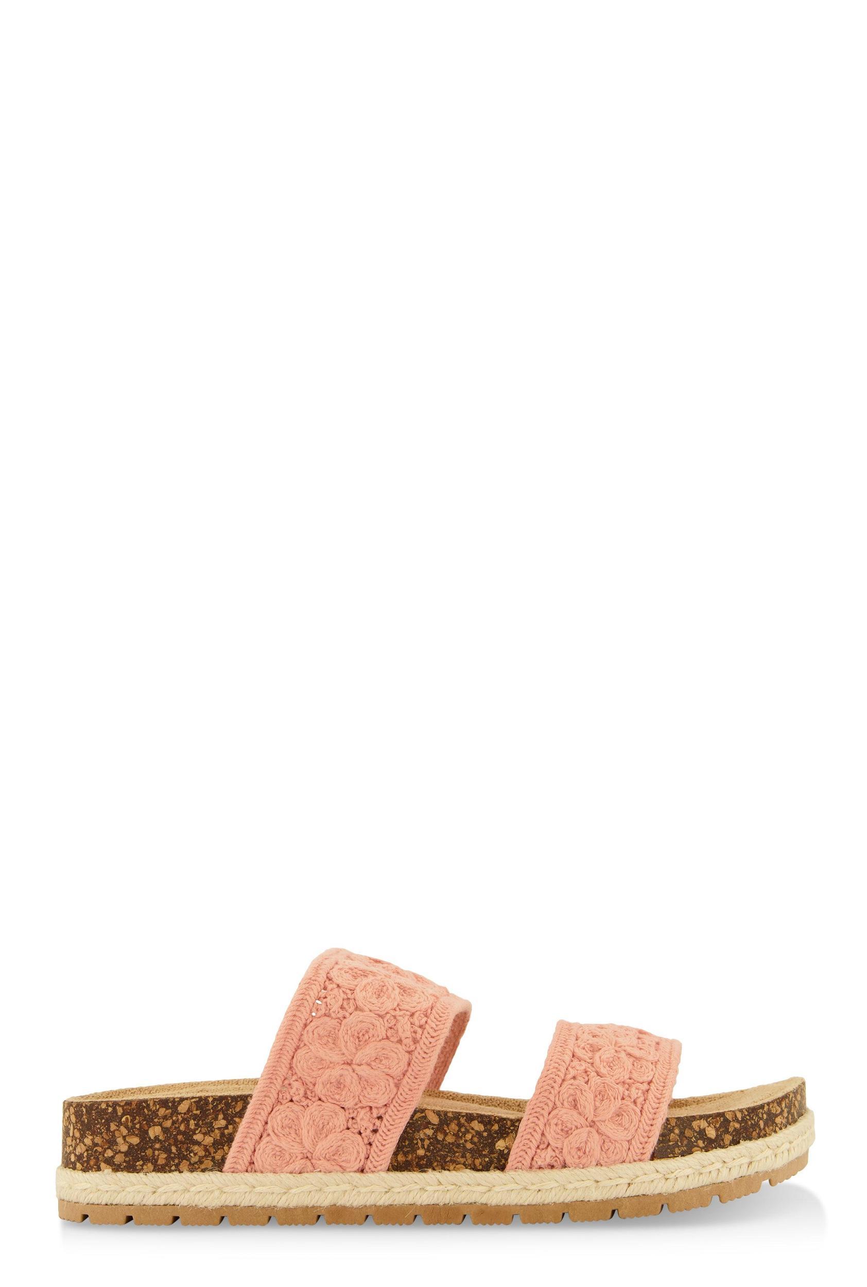 Womens Double Crochet Band Slide Sandals Product Image