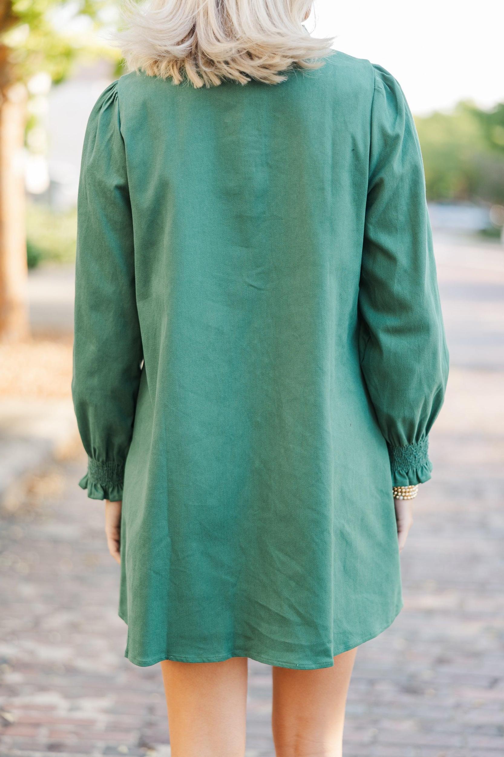 Just For Fun Hunter Green Smocked Dress Female Product Image