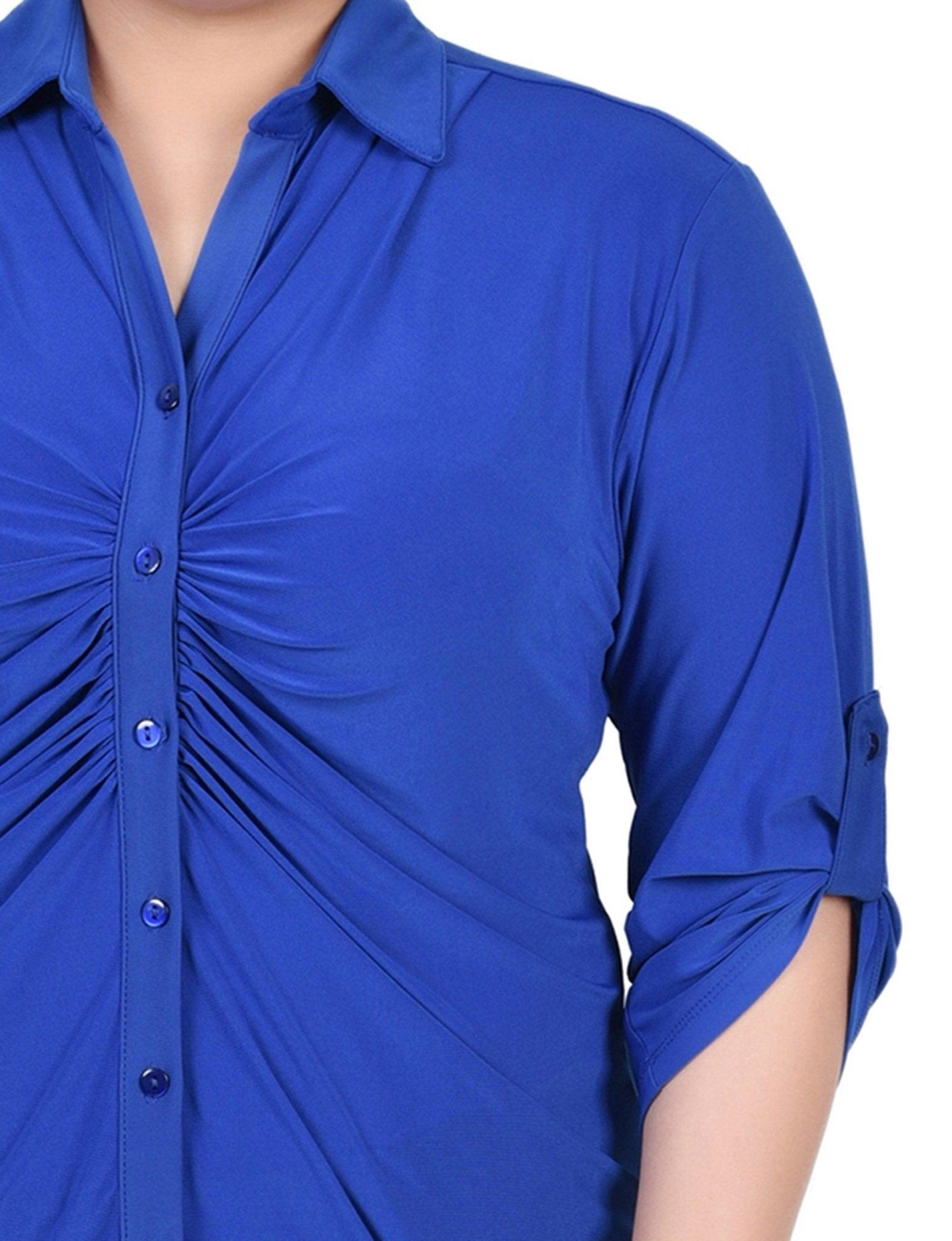 Surf The Web 3/4 Roll Tab Rouched-Front Top - Plus Product Image