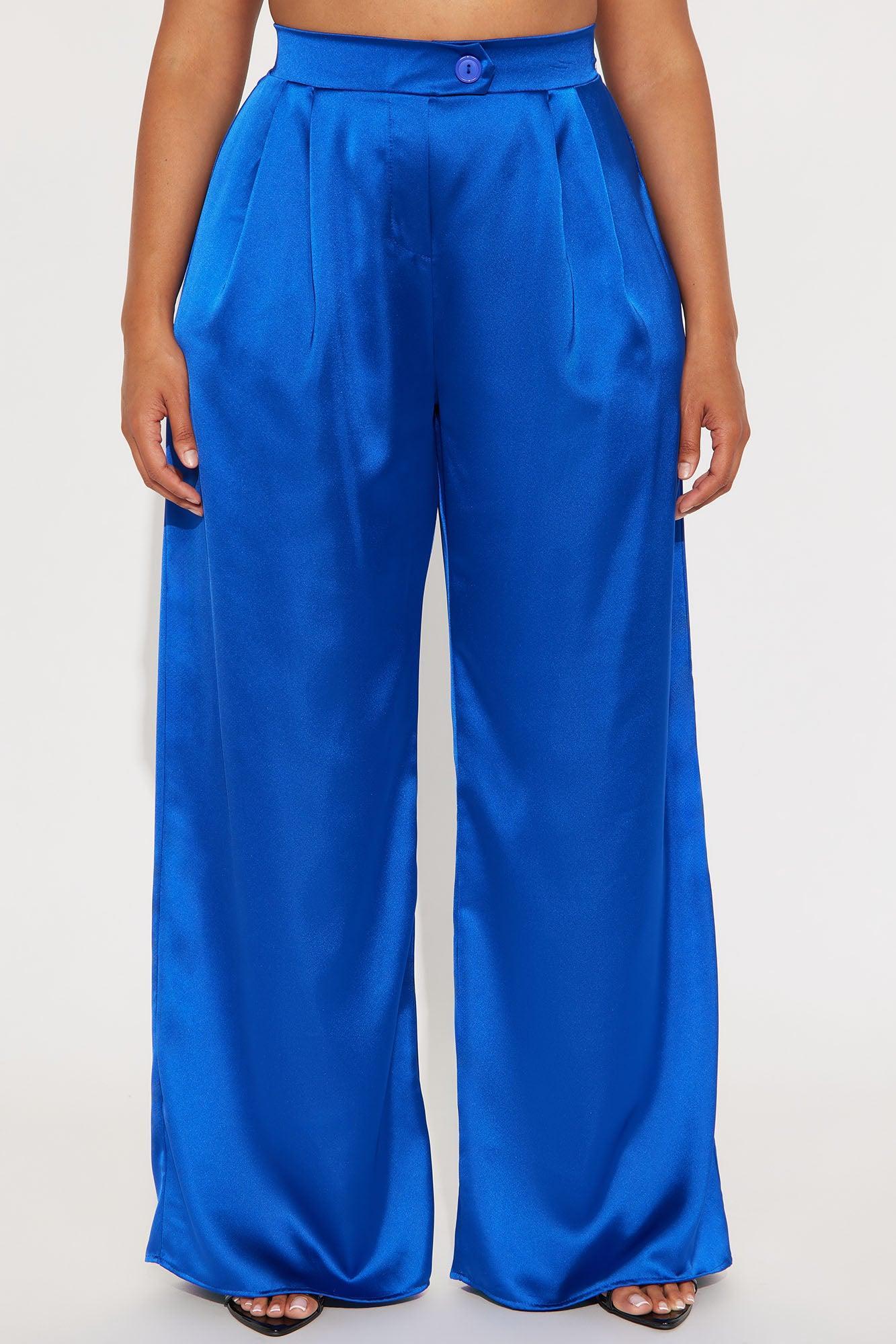 Tone It Down Satin Trouser - Royal Female Product Image