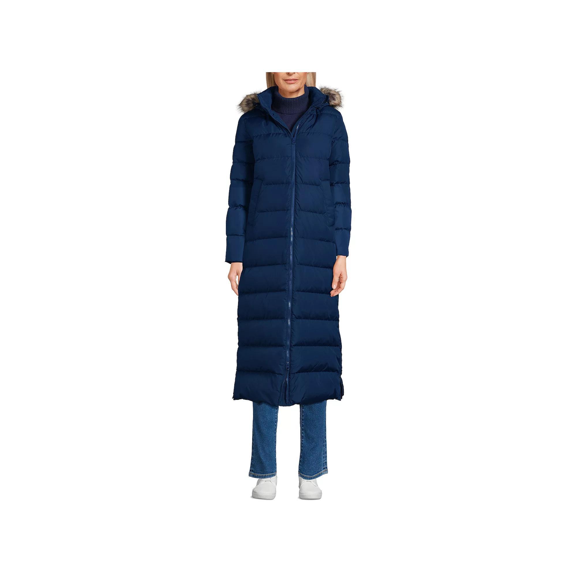 Women's Lands' End Wide Channel 600 Down Puffer Long Maxi Coat, Size: Small, Deep  Blue Product Image