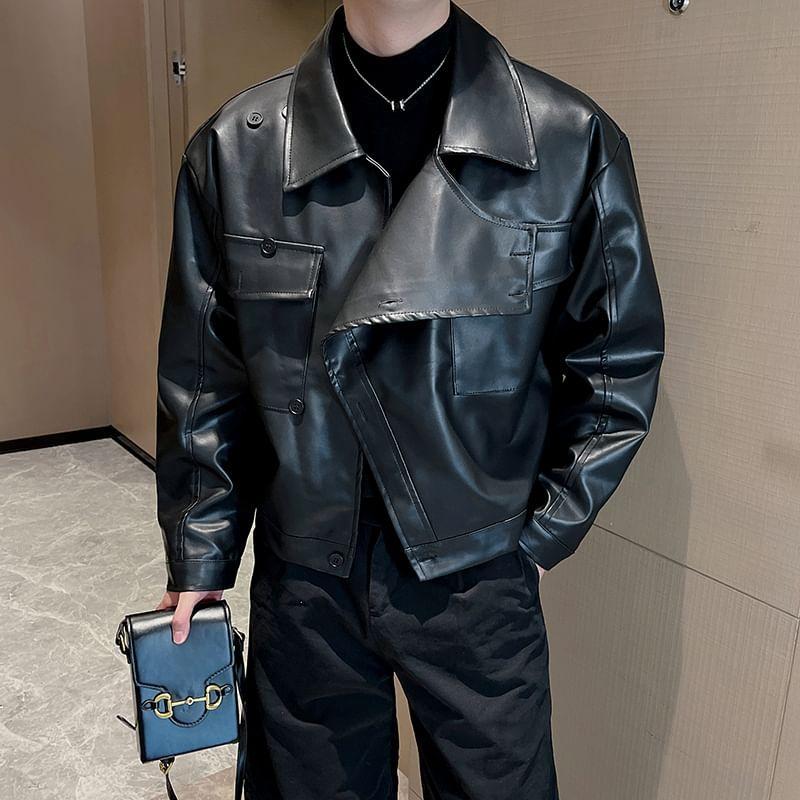 Long Sleeve Faux Leather Jacket Product Image