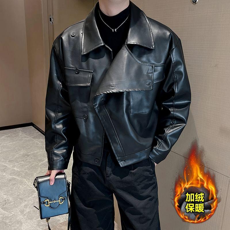 Long Sleeve Faux Leather Jacket Product Image