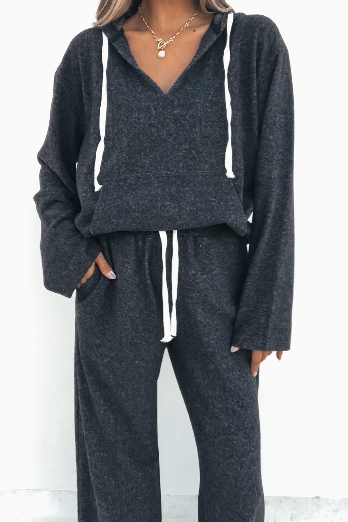 Charcoal Pullover Sweatshirt and Pant Set Product Image