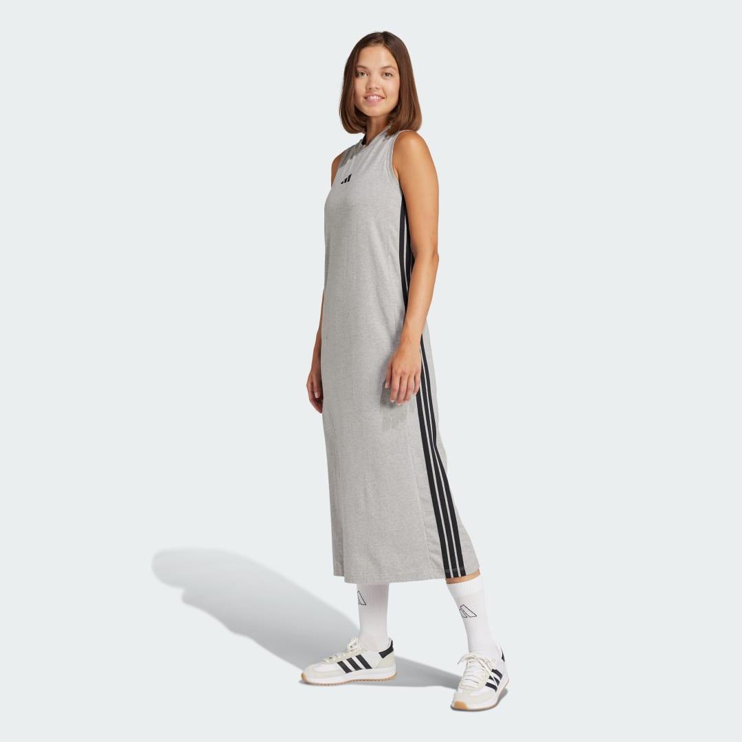 Women's adidas 3-Stripes Long Racerback Sportswear Dress, Size: XS, Clear Pink White Product Image