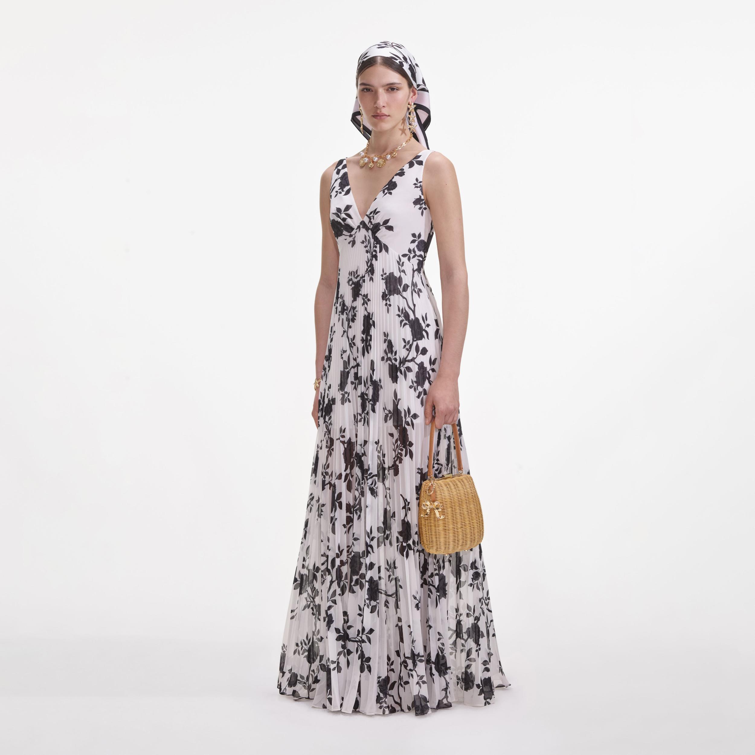 Floral Print Chiffon Maxi Dress Product Image
