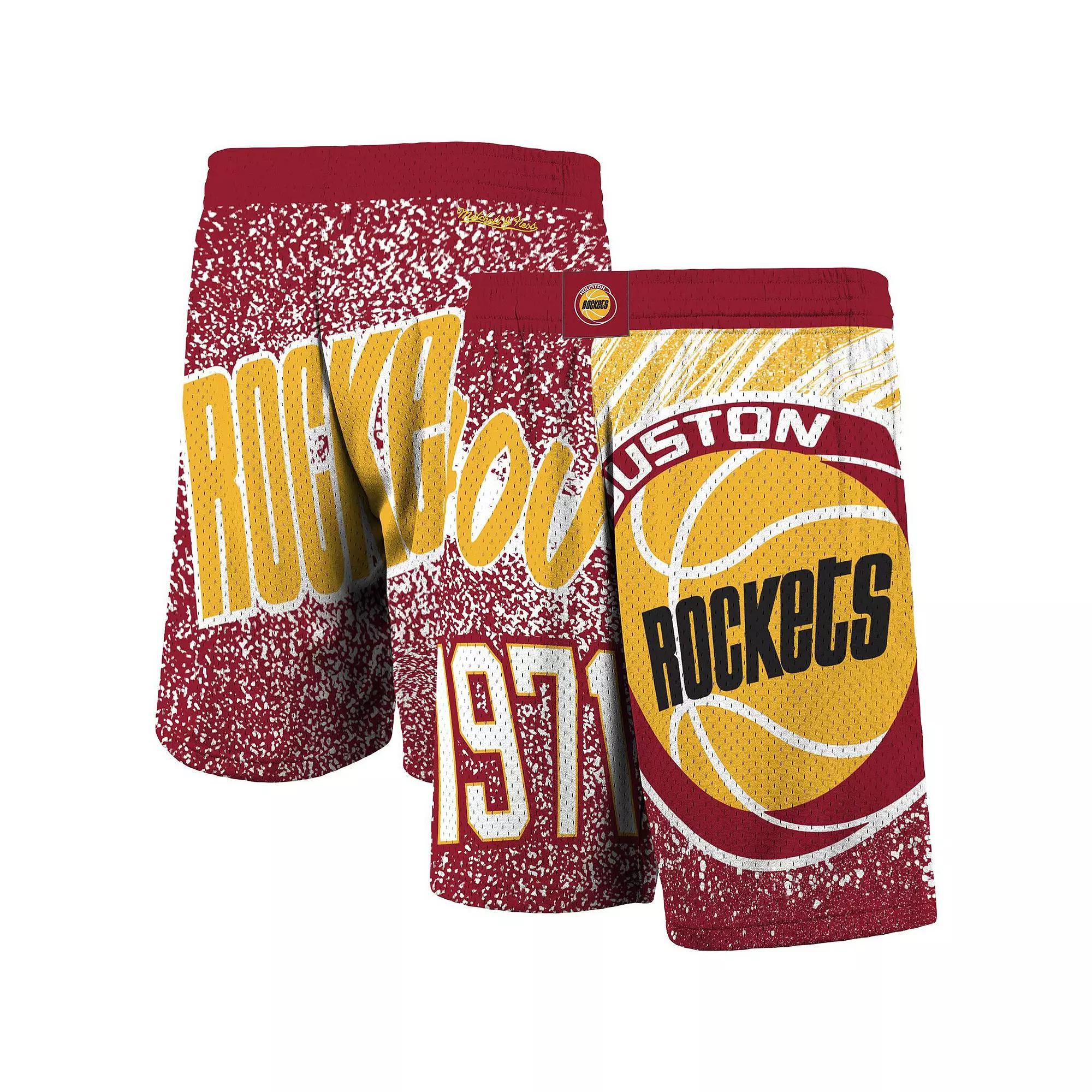 Mens Mitchell & Ness Houston Rockets Hardwood Classics Jumbotron Sublimated Shorts Product Image