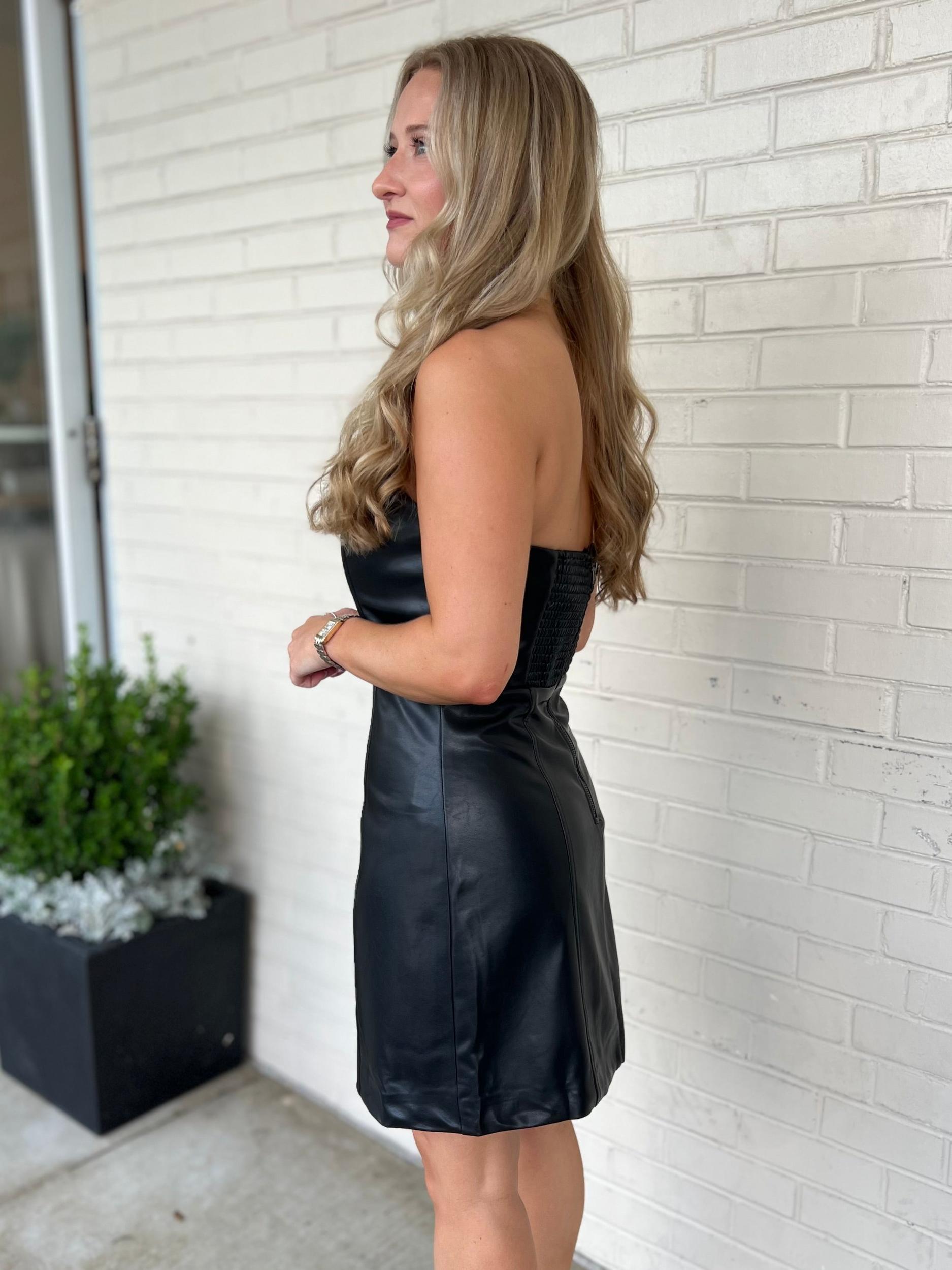 [ASTR The Label] Keyana Strapless Faux Leather Dress Product Image