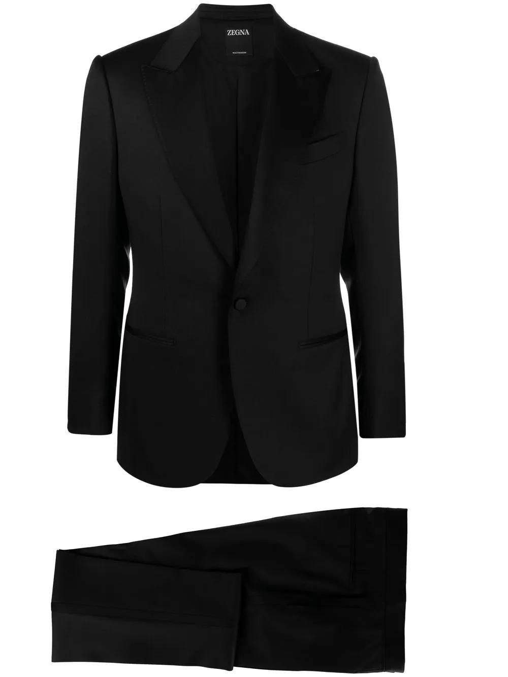 ZEGNA Single Breasted Wool Suit In Black Product Image