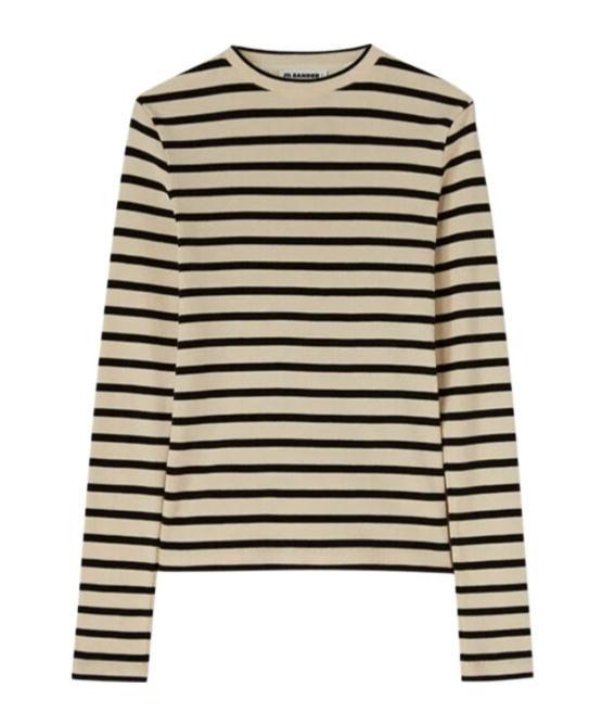 JIL SANDER Striped Long-sleeved T-shirt In White Product Image