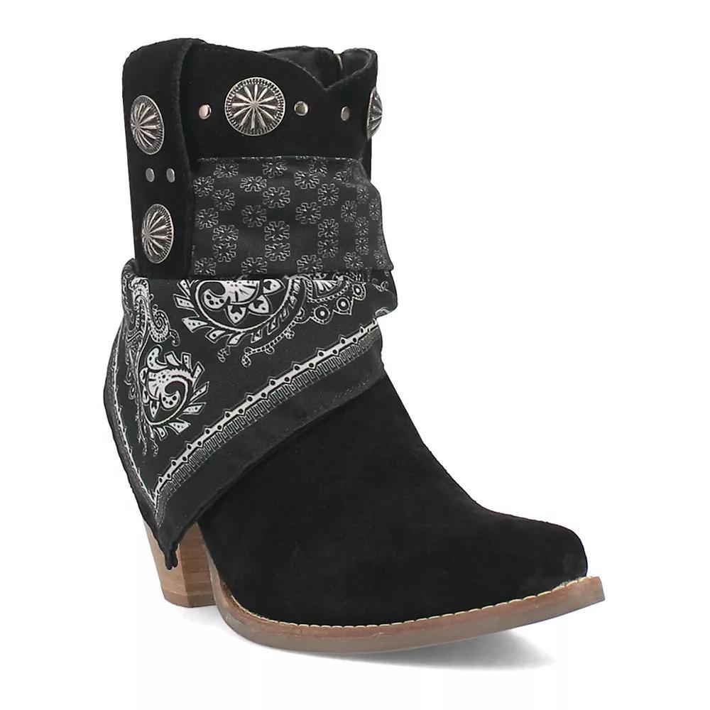 Women's Dingo Bandida Leather Western Ankle Boots, Size: 6.5, Black Product Image