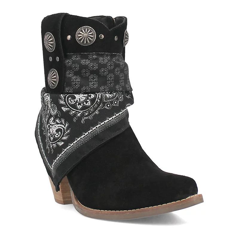 Women's Dingo Bandida Leather Western Ankle Boots, Size: 6.5, Black Product Image