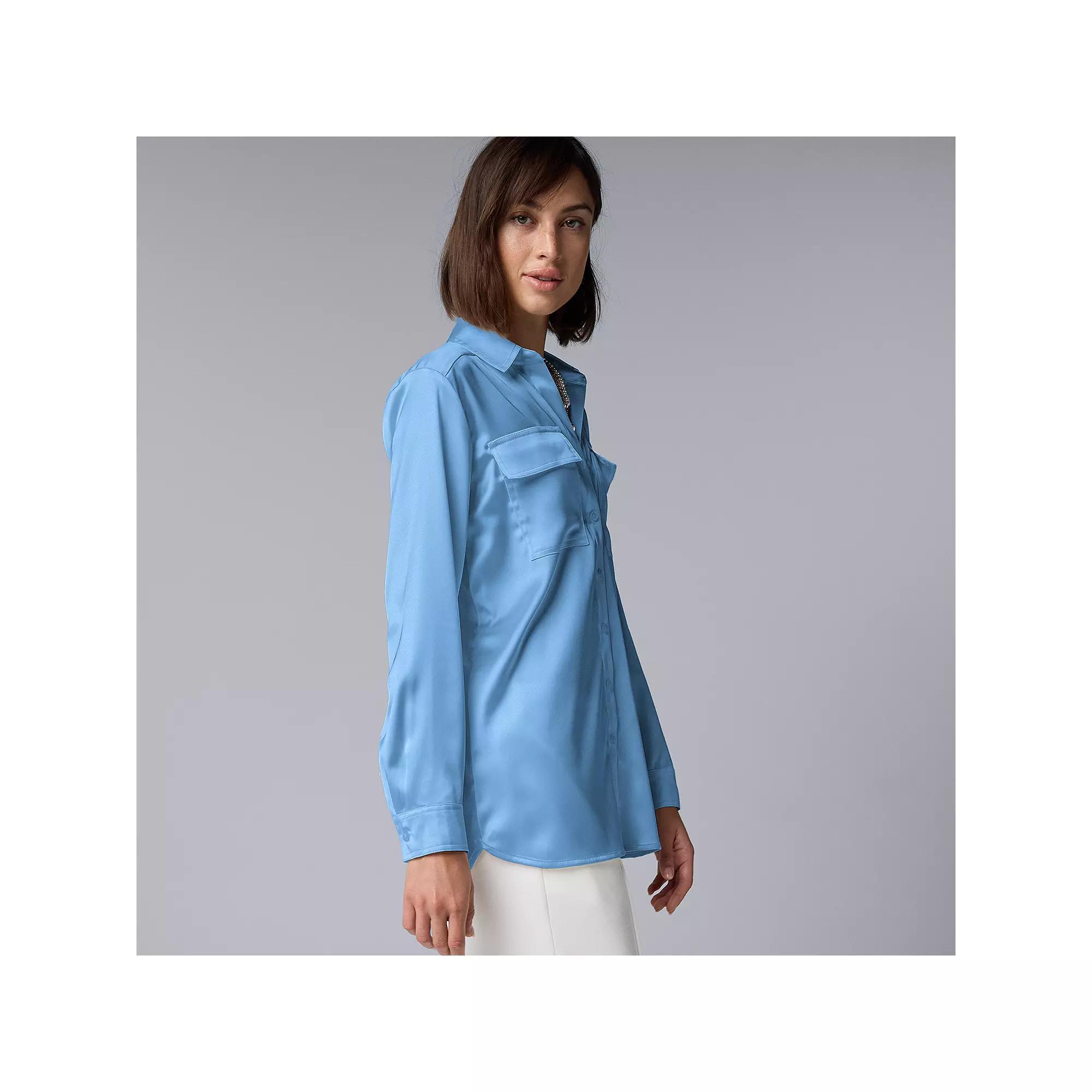 Petite Simply Vera Vera Wang Satin Utility Shirt, Women's, Size: XL Petite, Andorra Product Image