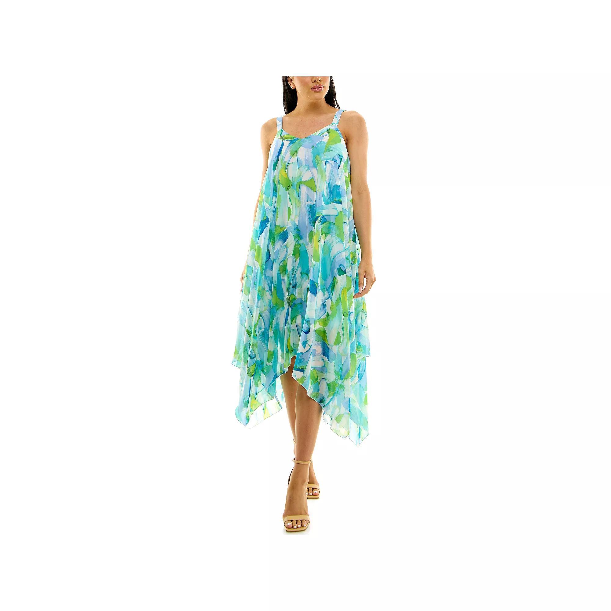 Women's Nina Leonard Uneven Hem Dress, Size: Large, Guava Team Product Image