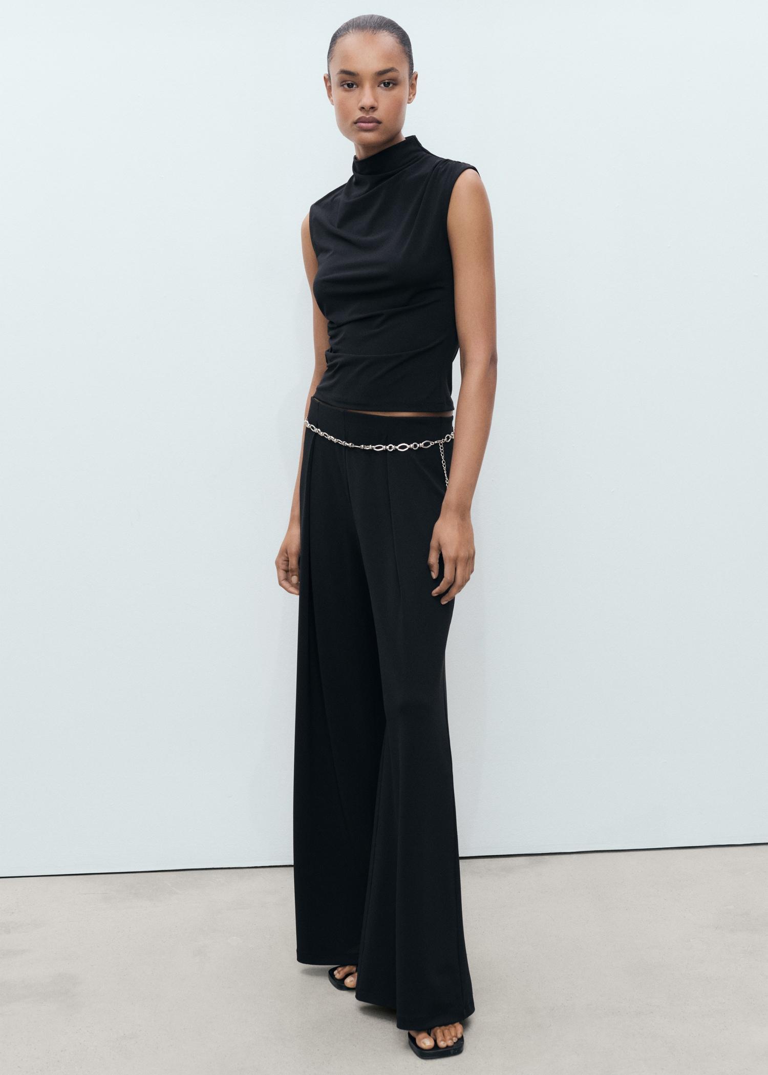 Godet palazzo pants - Women | MANGO USA Product Image