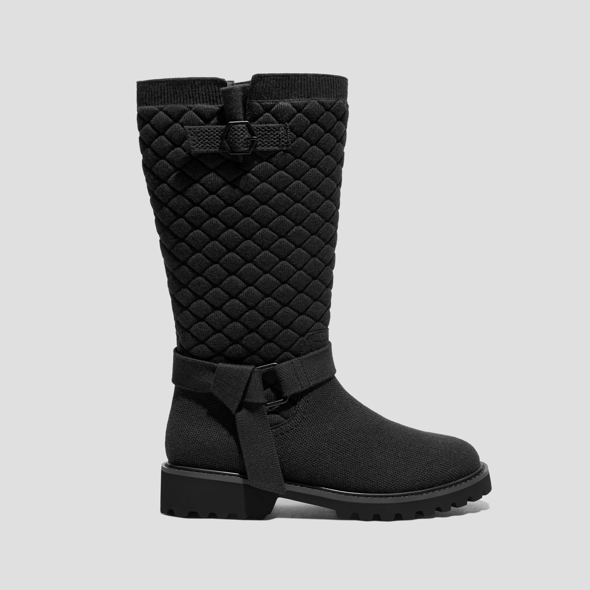 Wool Biker boots with round toe and half-high sole (Faith) Product Image