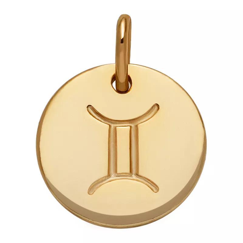 PRIMROSE 18k Gold Over Silver Etched Zodiac Disc Charm, Women's, Gold Tone Pisces Product Image